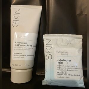 Believe Beauty Exfoliating Face Mask and Pads Set - White